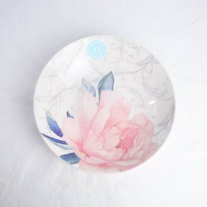 Martha Stewart Pink Peony Floral Ceramic Dinner Bowl Vegetable Plate 9"